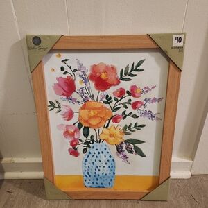 19×15.25 Inch Floral Art Print in Wooden Frame